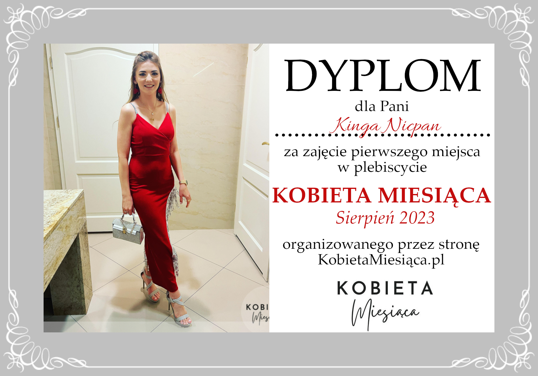 Dyplom – Kobieta Miesiąca: Sierpień 2023