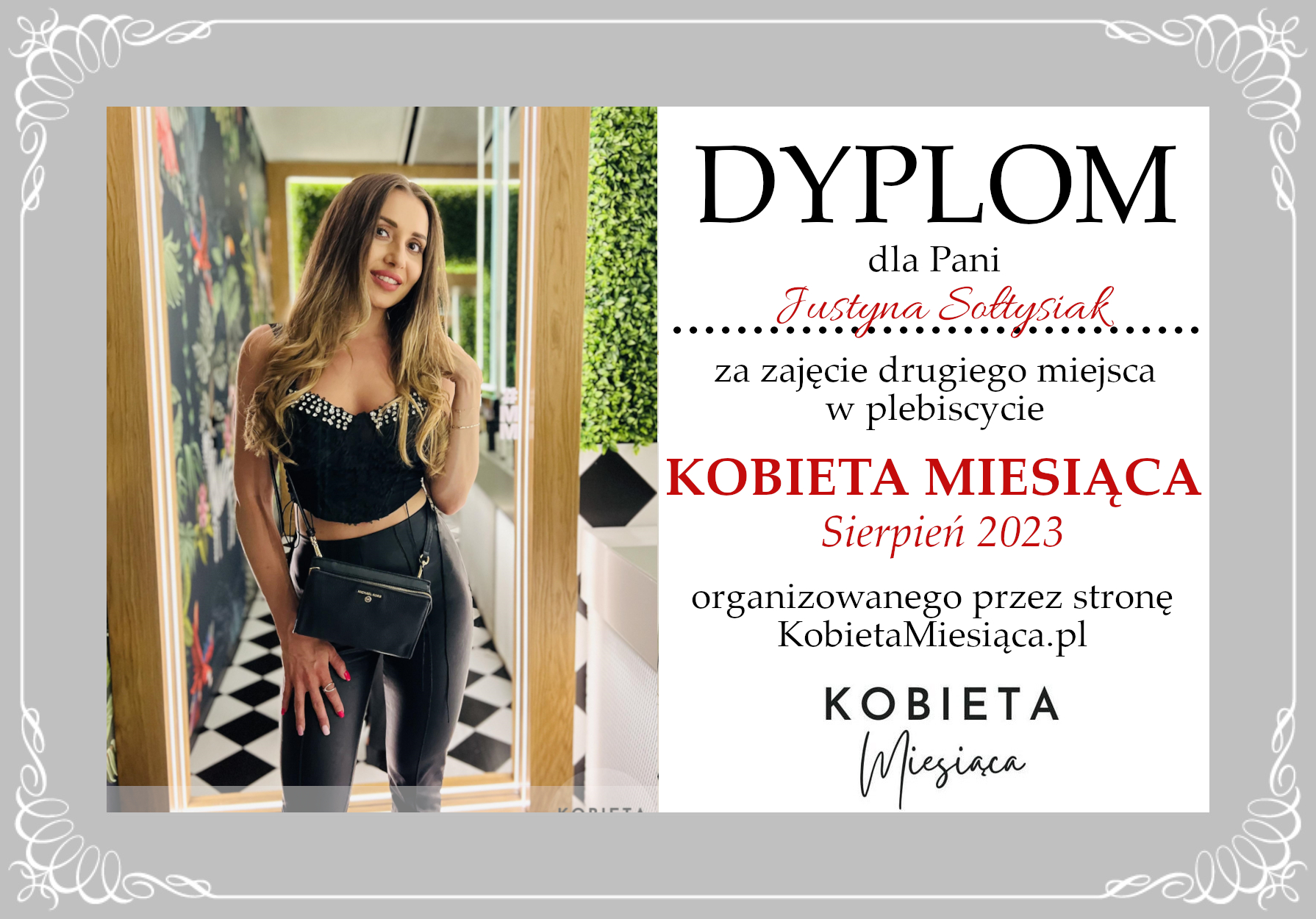 Dyplom – Kobieta Miesiąca: Sierpień 2023