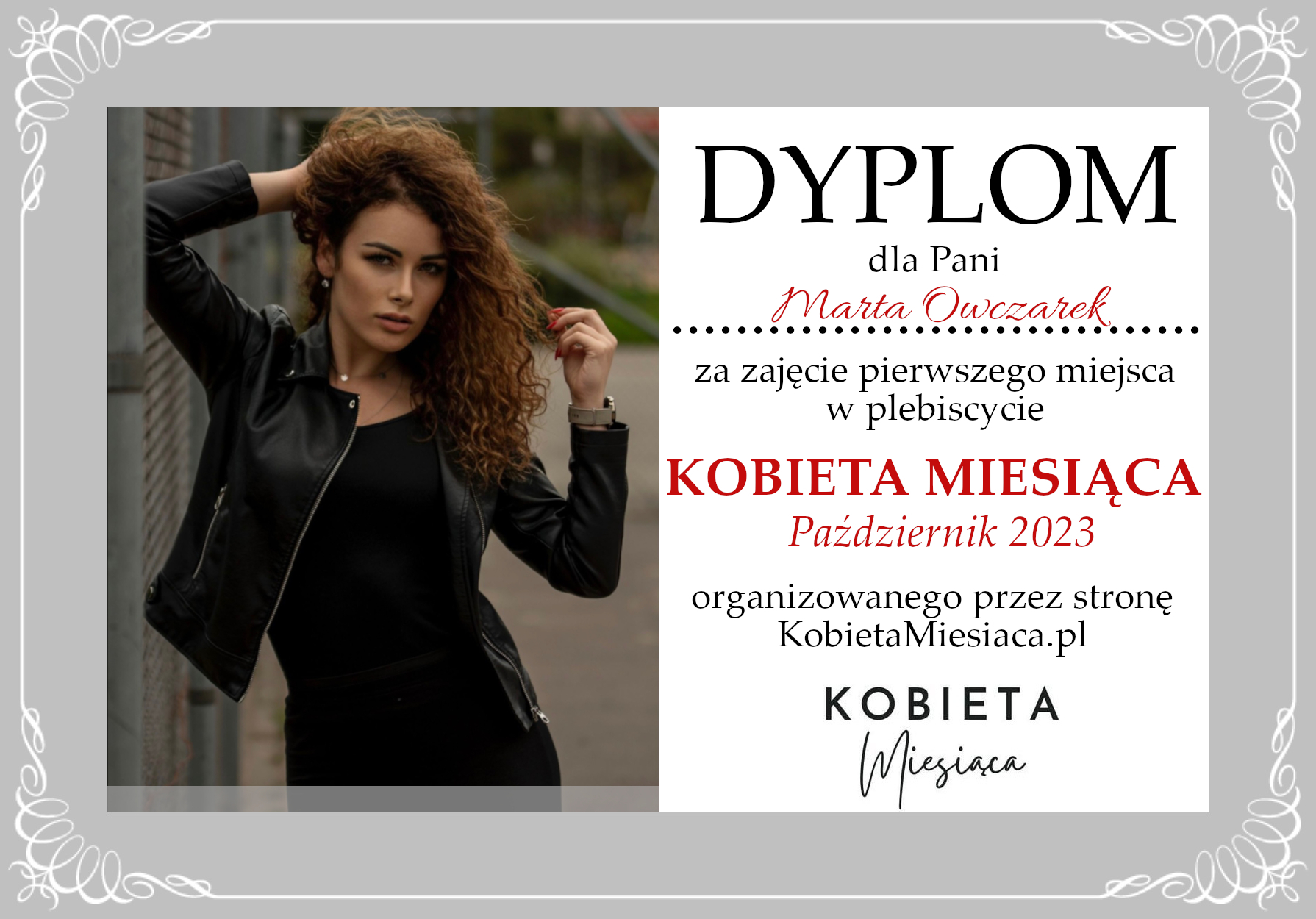 Dyplom – Kobieta Miesiąca: Październik 2023