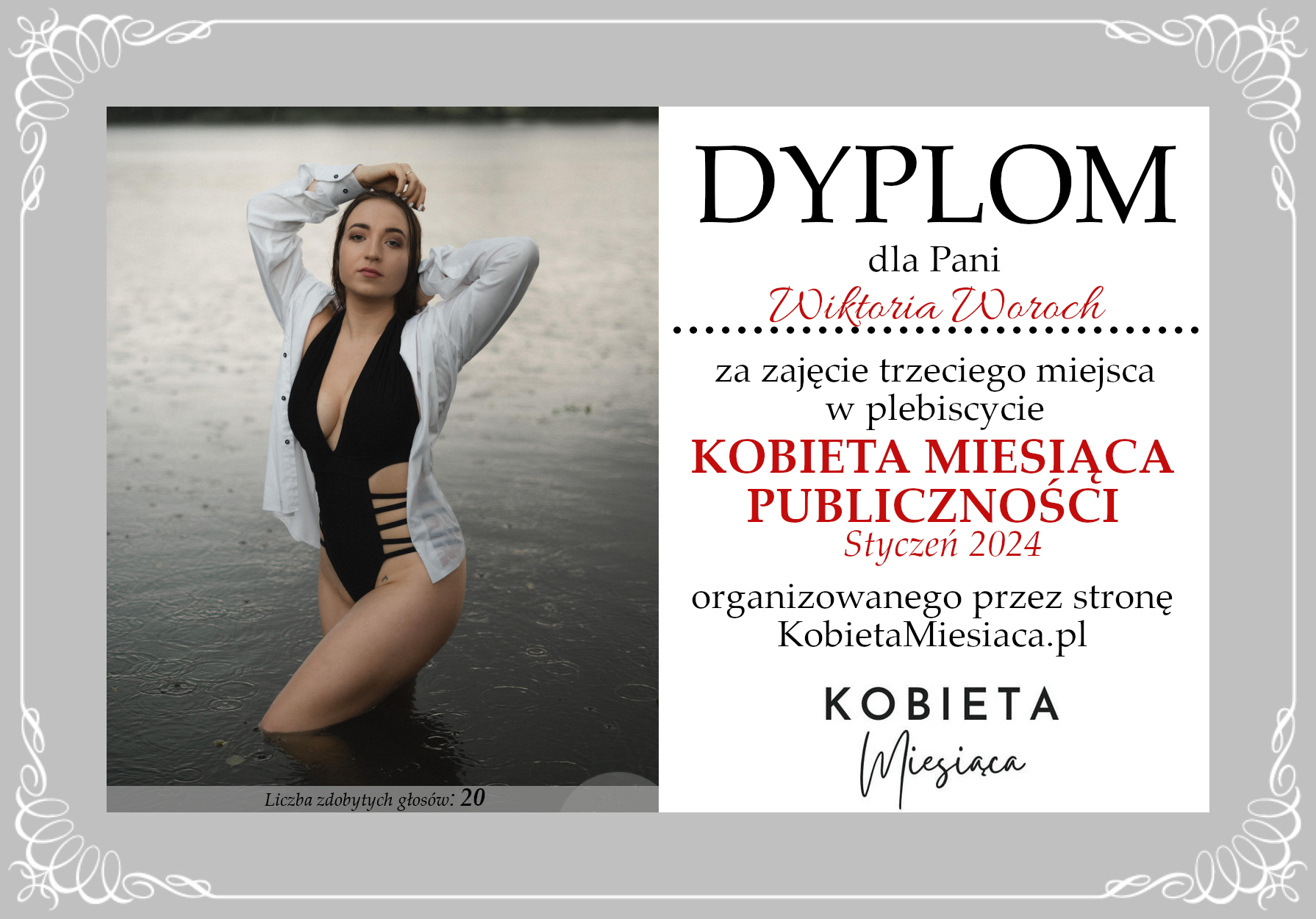 Dyplom – Kobieta Miesiąca Publiczności: Styczeń 2024