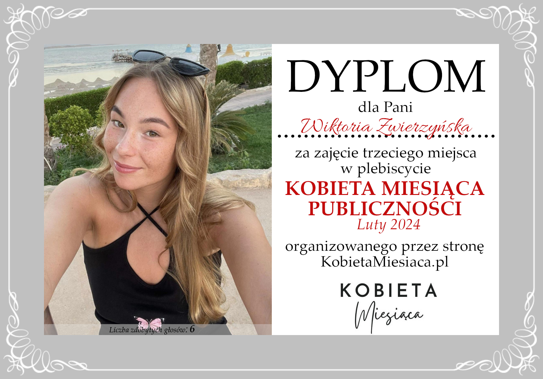 Dyplom – Kobieta Miesiąca Publiczności: Luty 2024