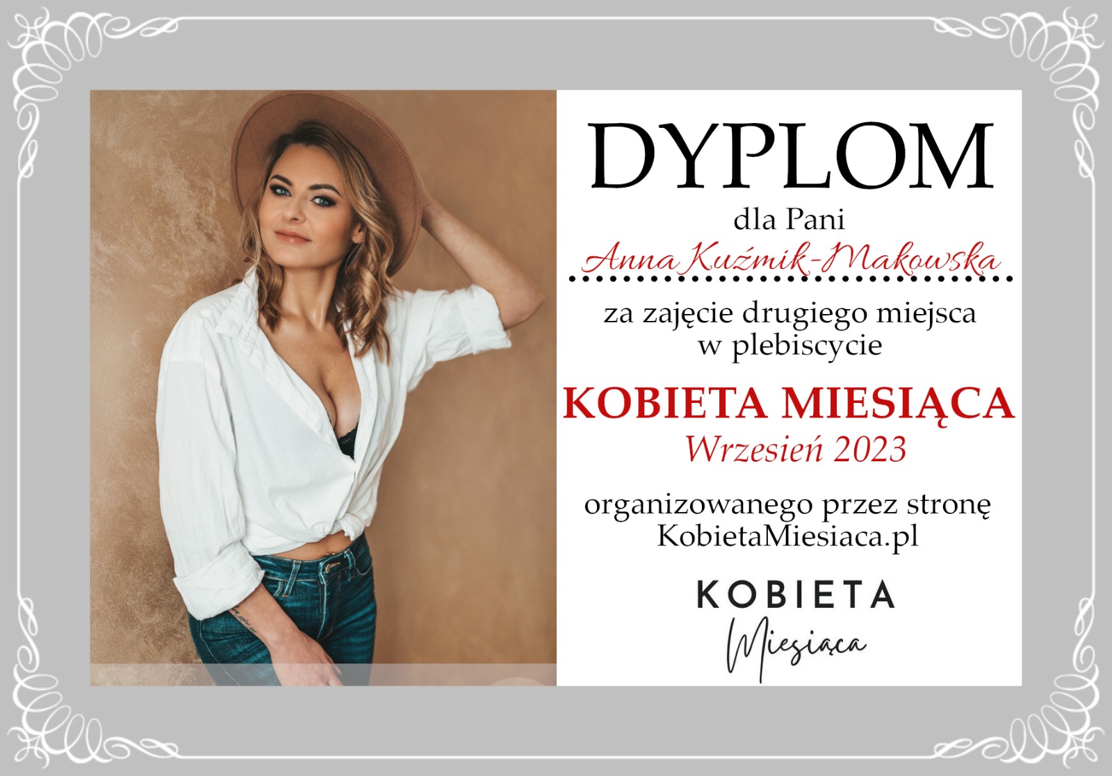 Dyplom – Kobieta Miesiąca: Wrzesień 2023
