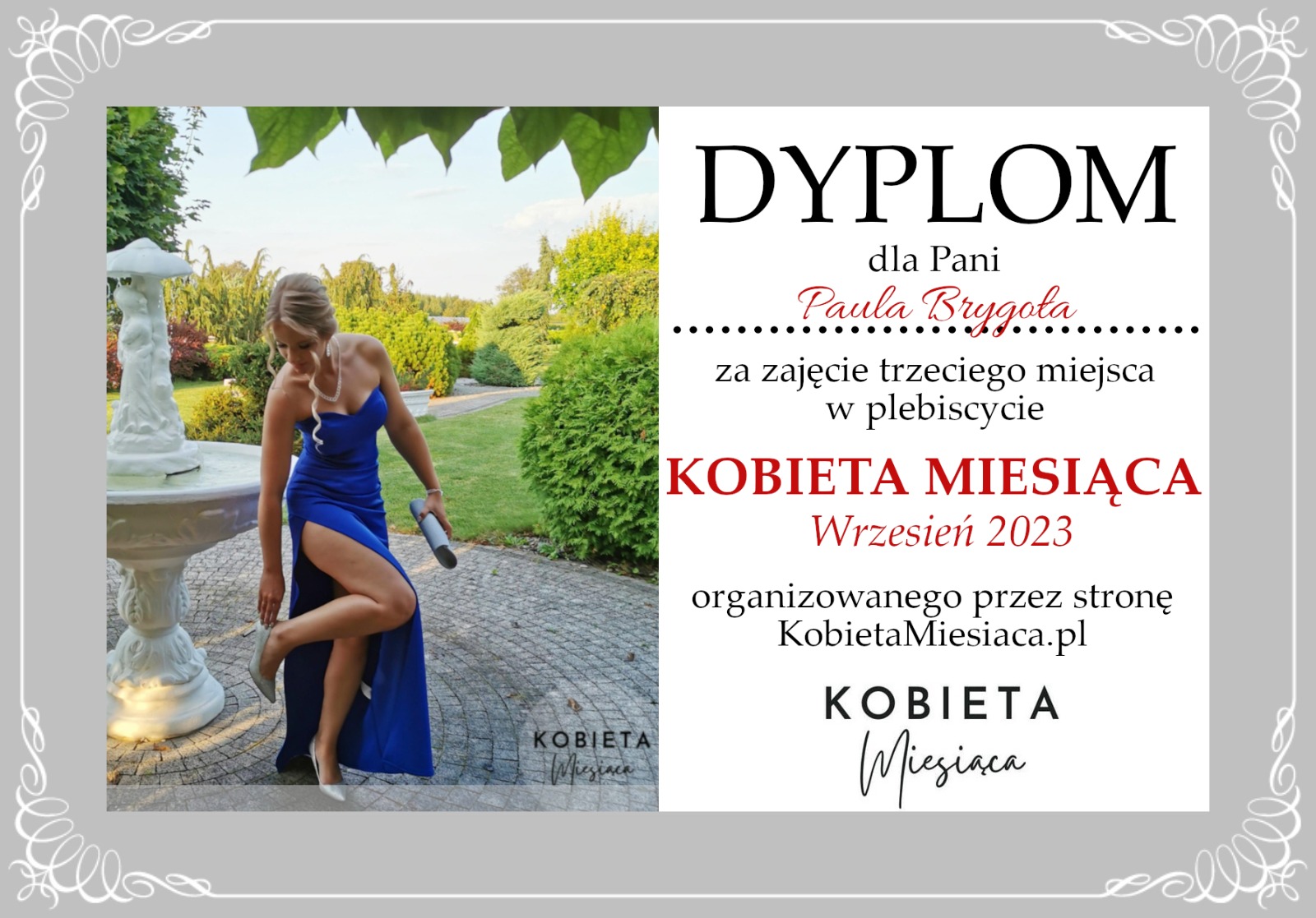 Dyplom – Kobieta Miesiąca: Wrzesień 2023