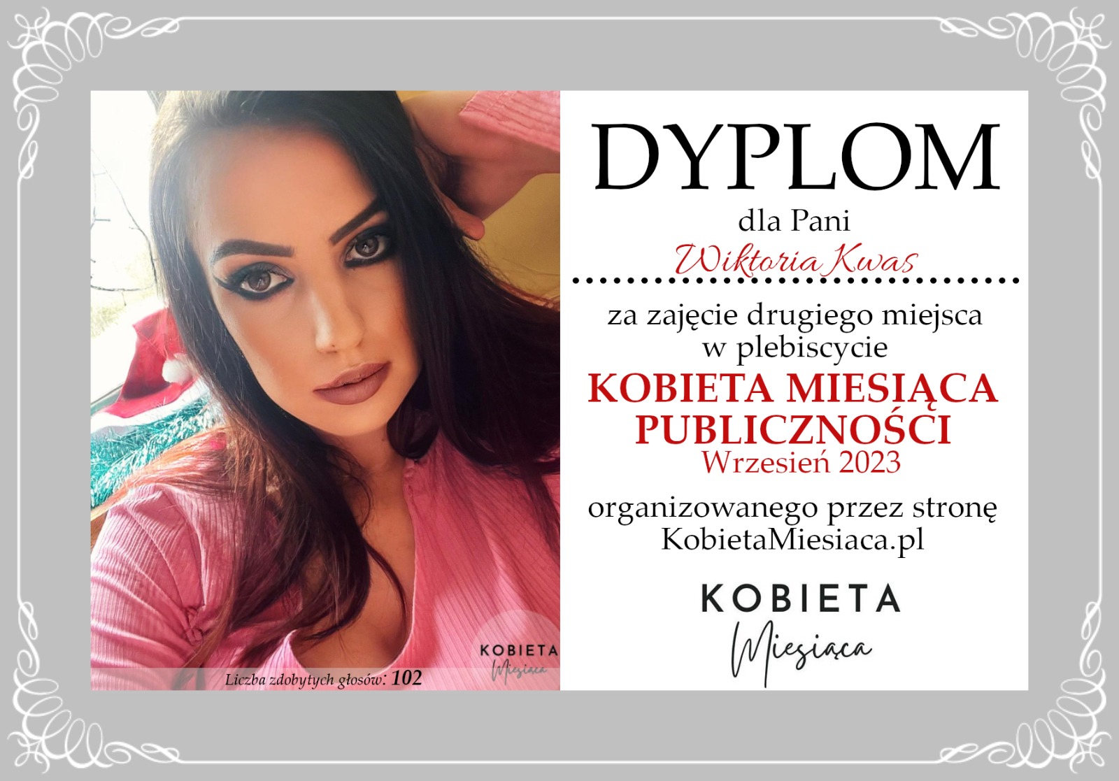 Dyplom – Kobieta Miesiąca Publiczności: Wrzesień 2023
