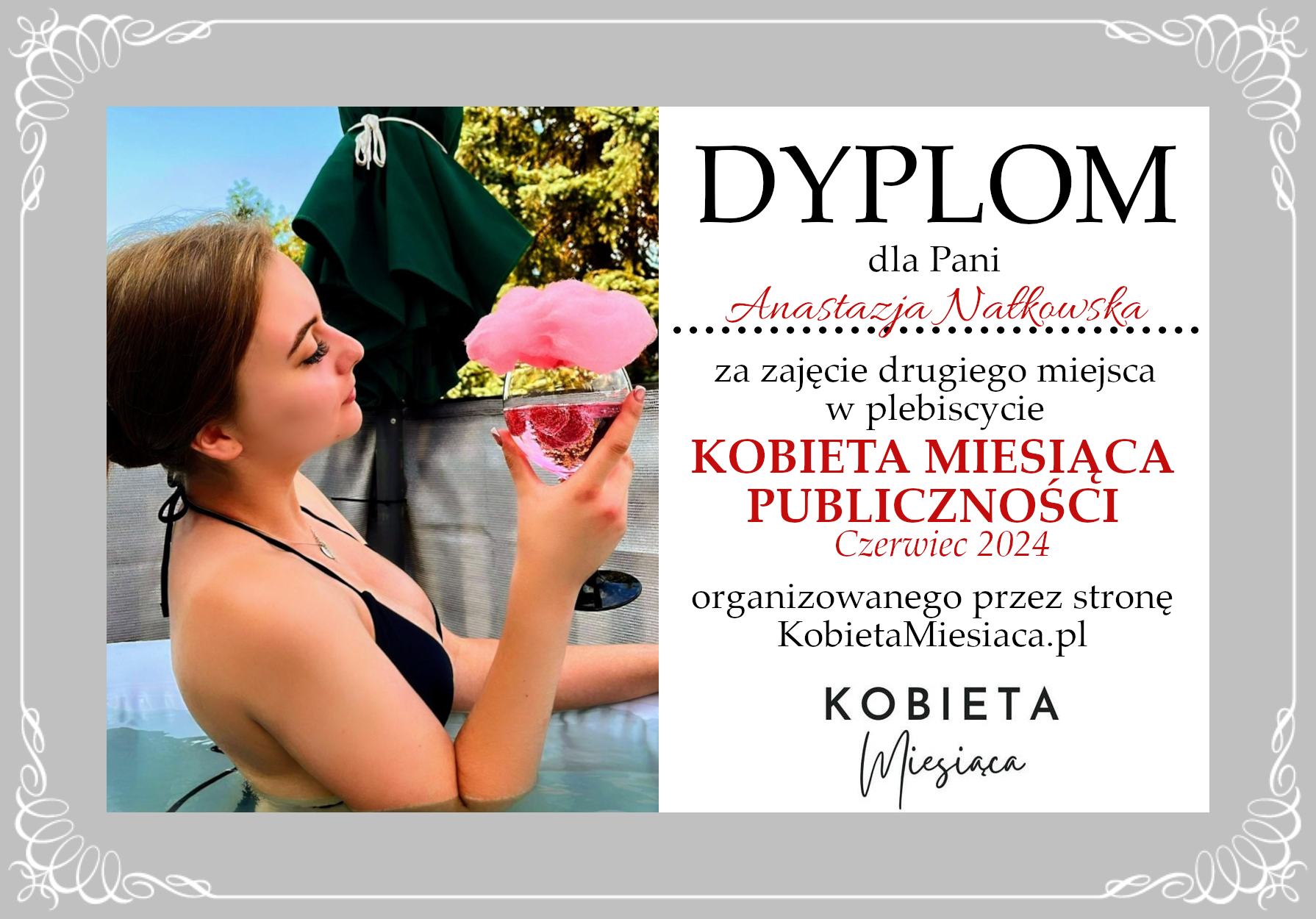 Dyplom – Kobieta Miesiąca Publiczności: Czerwiec 2024