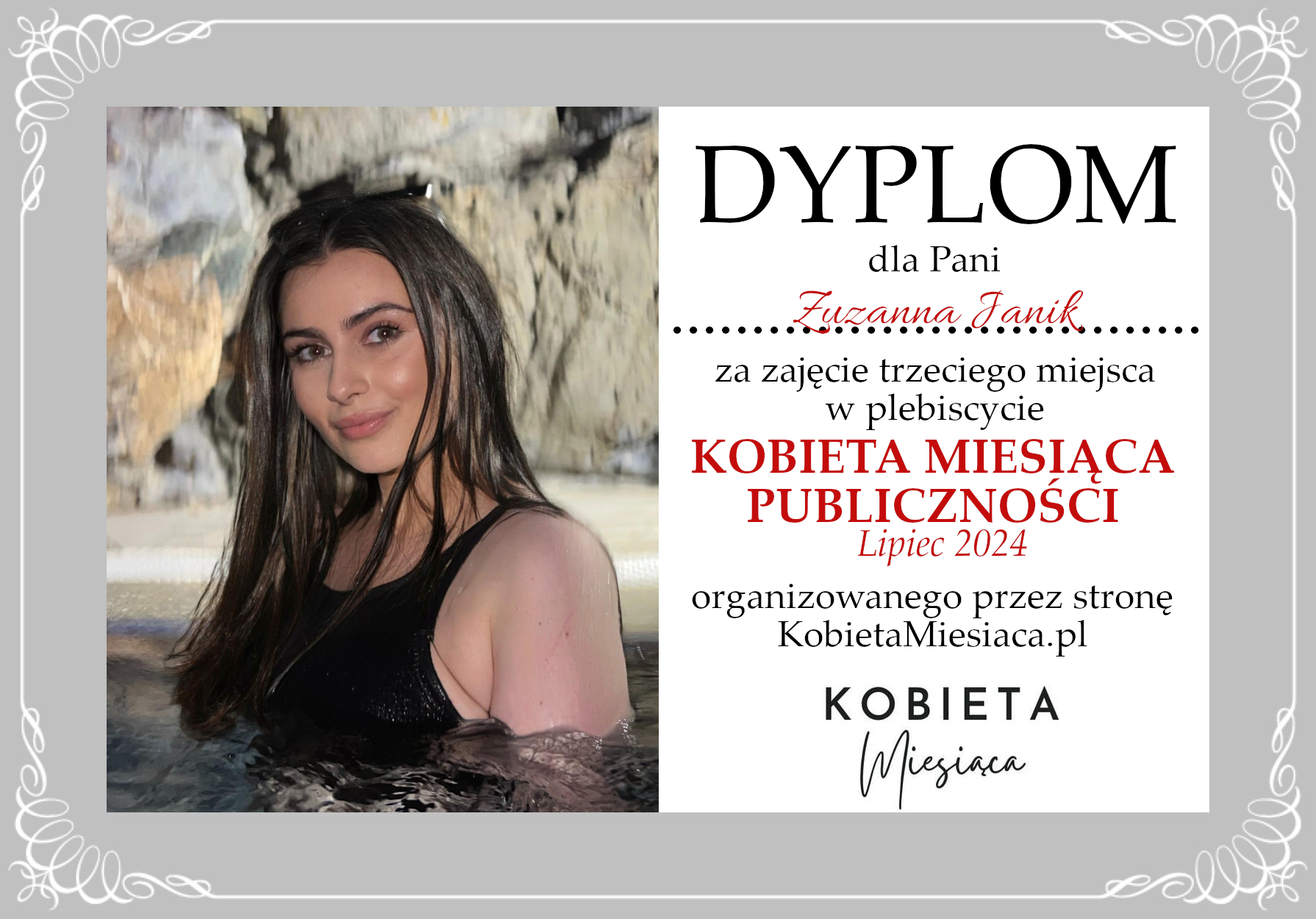Dyplom – Kobieta Miesiąca Publiczności: Lipiec 2024