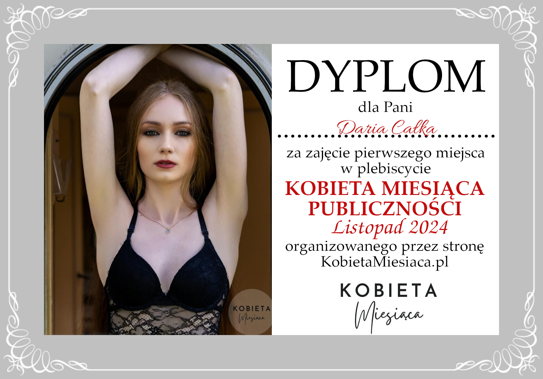 Dyplom – Kobieta Miesiąca Publiczności: Listopad 2024