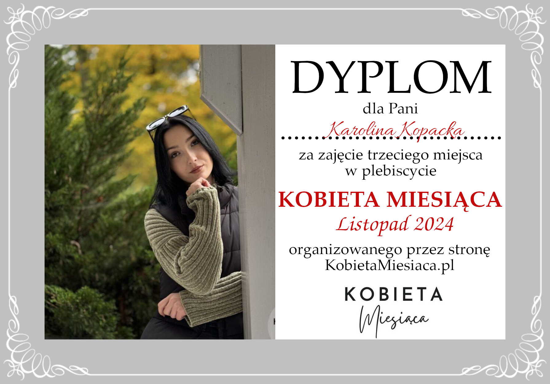Dyplom – Kobieta Miesiąca: Listopad 2024