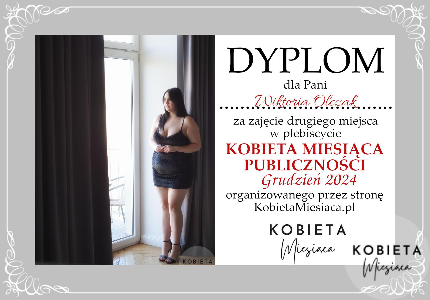 Dyplom – Kobieta Miesiąca Publiczności: Grudzień 2024