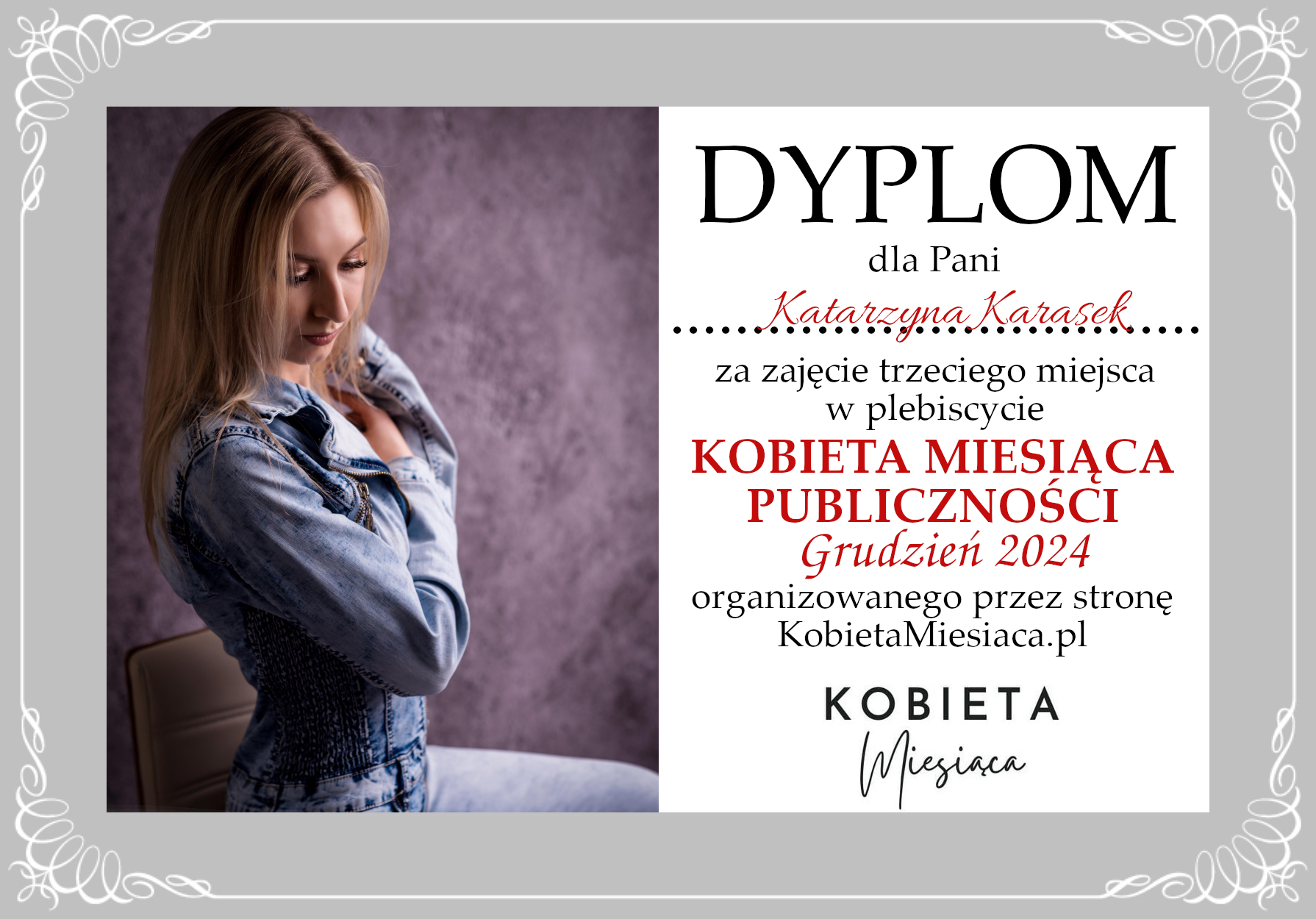 Dyplom – Kobieta Miesiąca Publiczności: Grudzień 2024