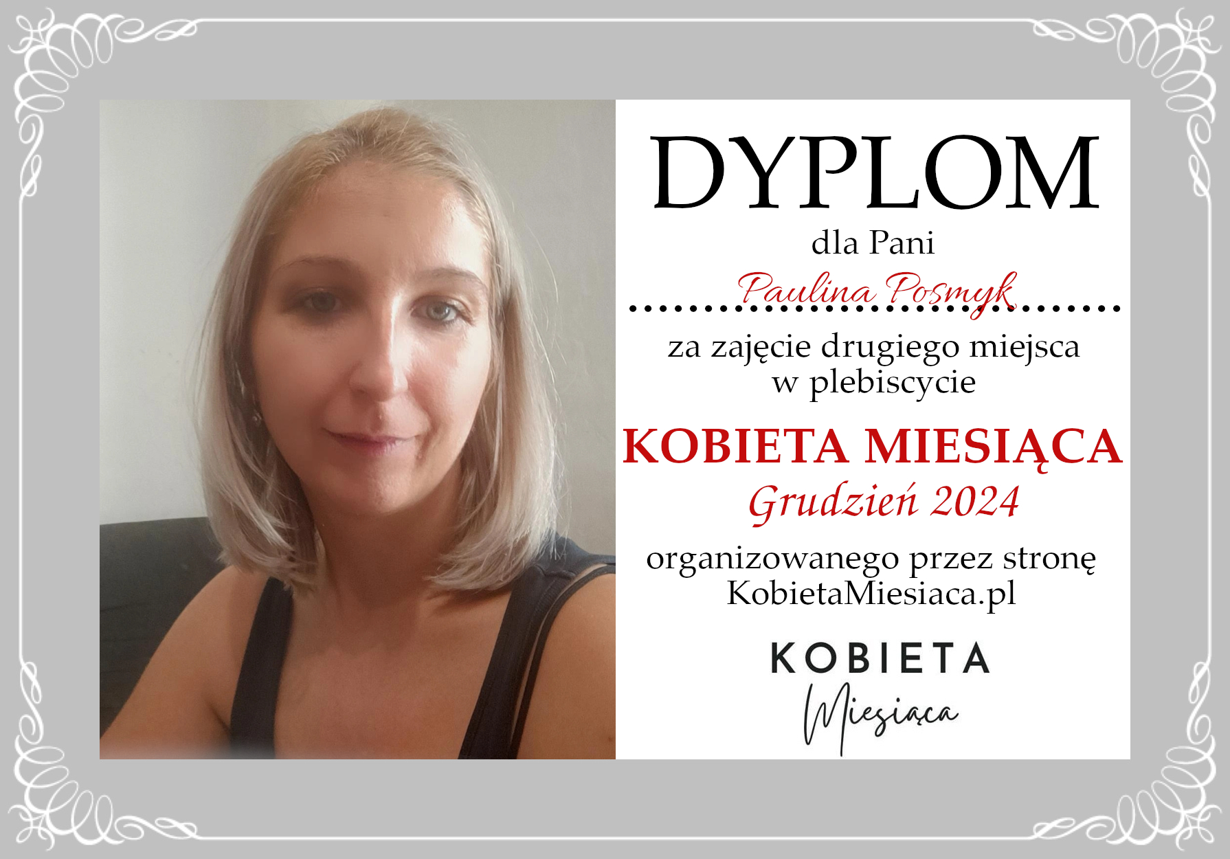 Dyplom – Kobieta Miesiąca: Grudzień 2024