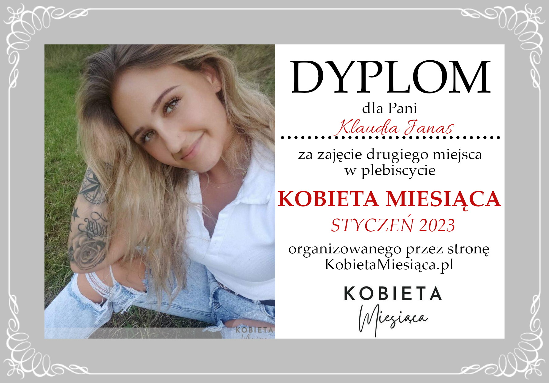 Dyplom – Kobieta Miesiąca: Styczeń 2023