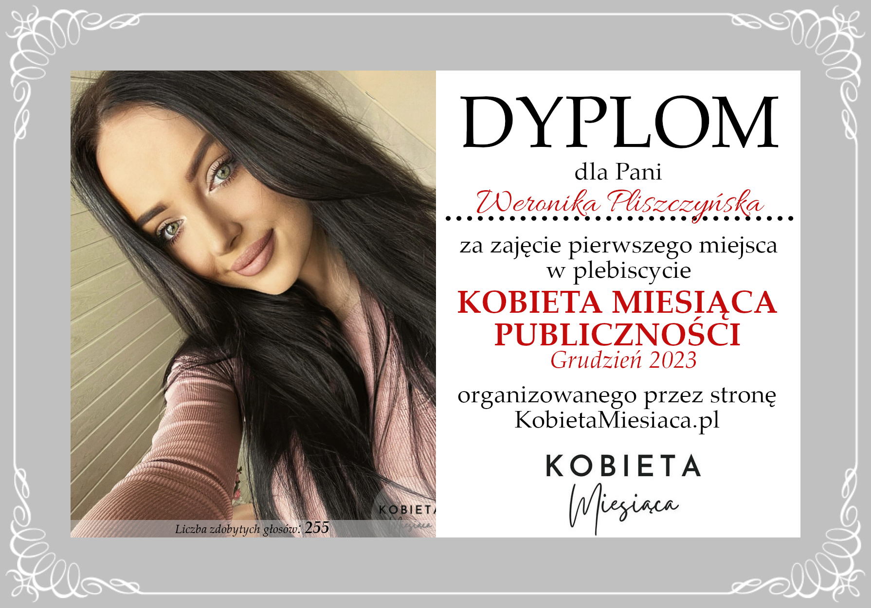 Dyplom – Kobieta Miesiąca Publiczności: Grudzień 2023