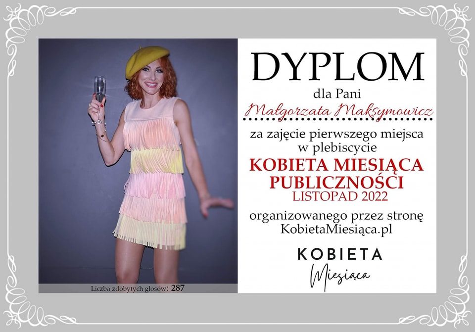 Dyplom – Kobieta Miesiąca Publiczności: Listopad 2022